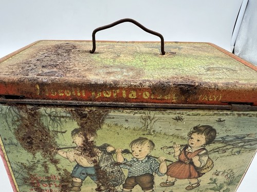 Boîte en Étain Biscuits Doria Orsago Made IN Italy Vide Vintage Used - Photo 6 sur 13