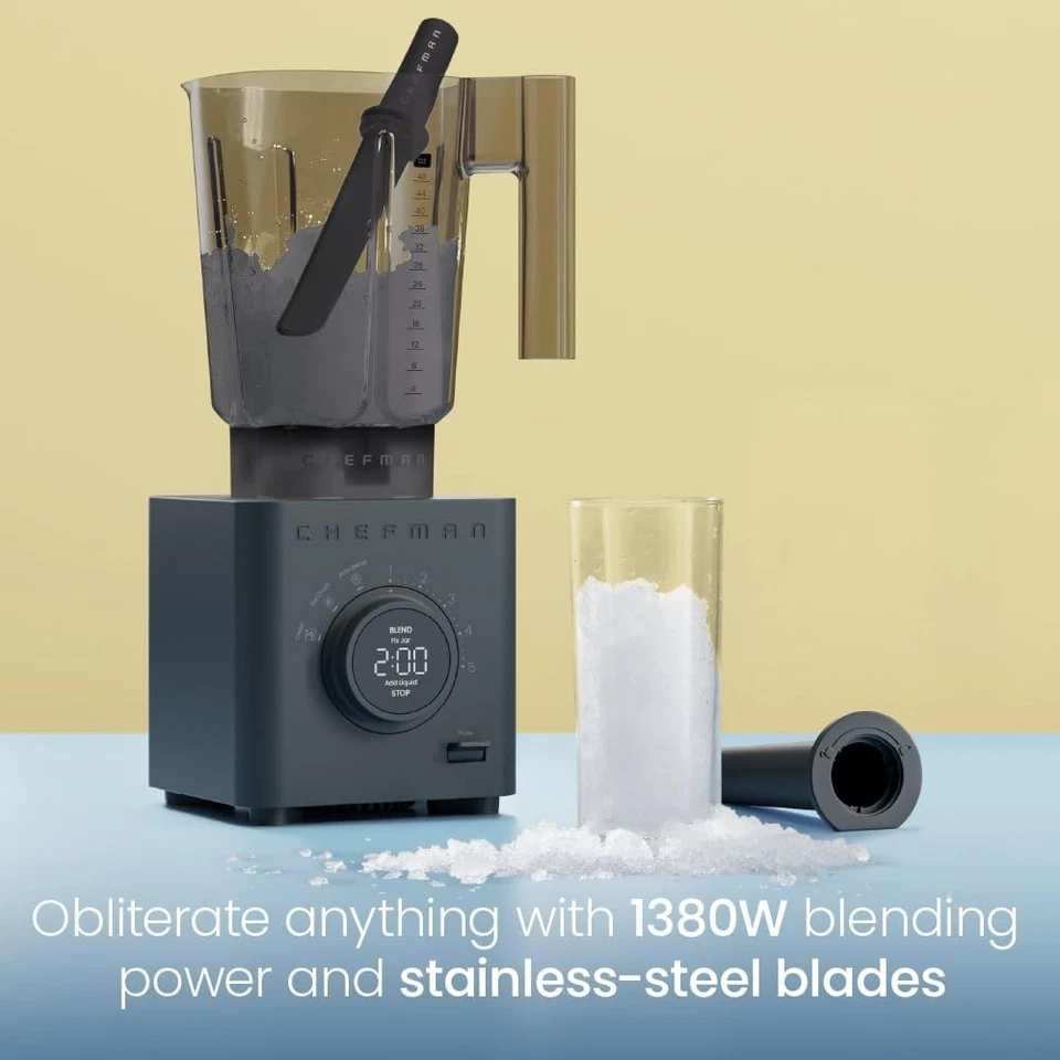 Licuadora de encimera Chefman Obliterator 48 oz para batidos - medianoche (caja abierta) Foto 4 de 4