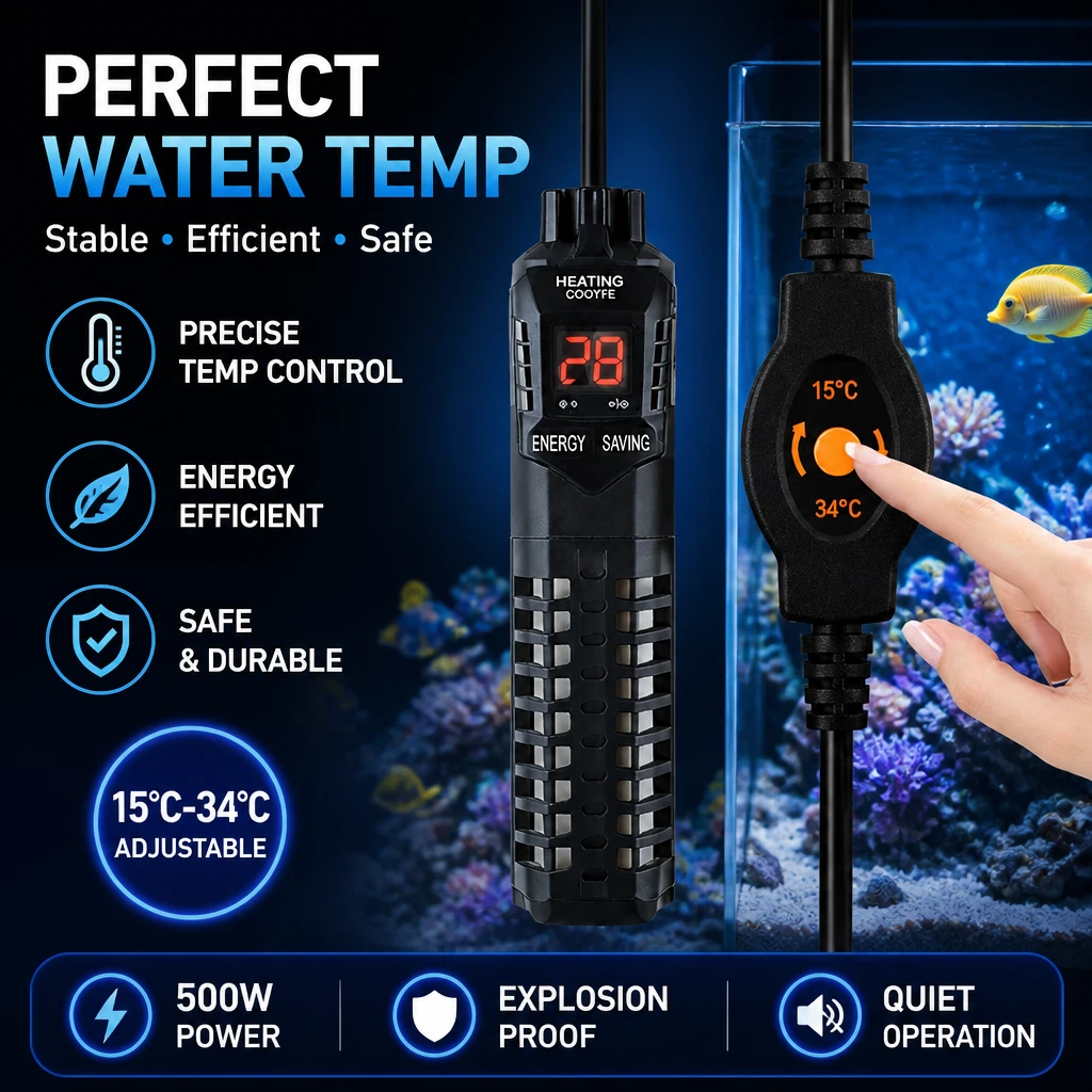 500W Aqua Fish Tank Thermosafe LCD Digital Submersible Aquarium Water Heater