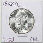 1948-D 50C Franklin Half Dollar in Choice BU Condition FBL Full Bell Lines #6457
