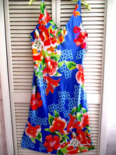 N.NATORI CHEMISE SLIP NIGHTGOWN CAMELLIA SILKY SATIN BLUE MULTICOLOR MEDIUM NEW