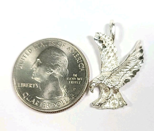 Sterling Silver Flying Swooping Eagle Small Penda… - image 2