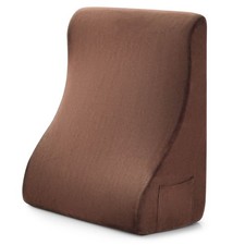 Bed Wedge Pillow with 2 Side Pockets Support for Back Smooth Zipper Brown