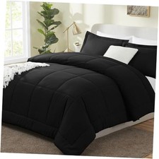 Size Comforter Sets - Comforter Size, 3 Pieces Box Stitched Soft King Black
