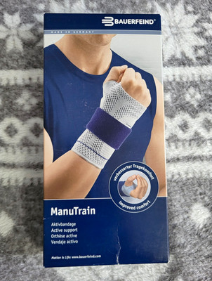 Neu OVP Bauerfeind ManuTrain Handgelenk Bandage Gr. 6 links Titan