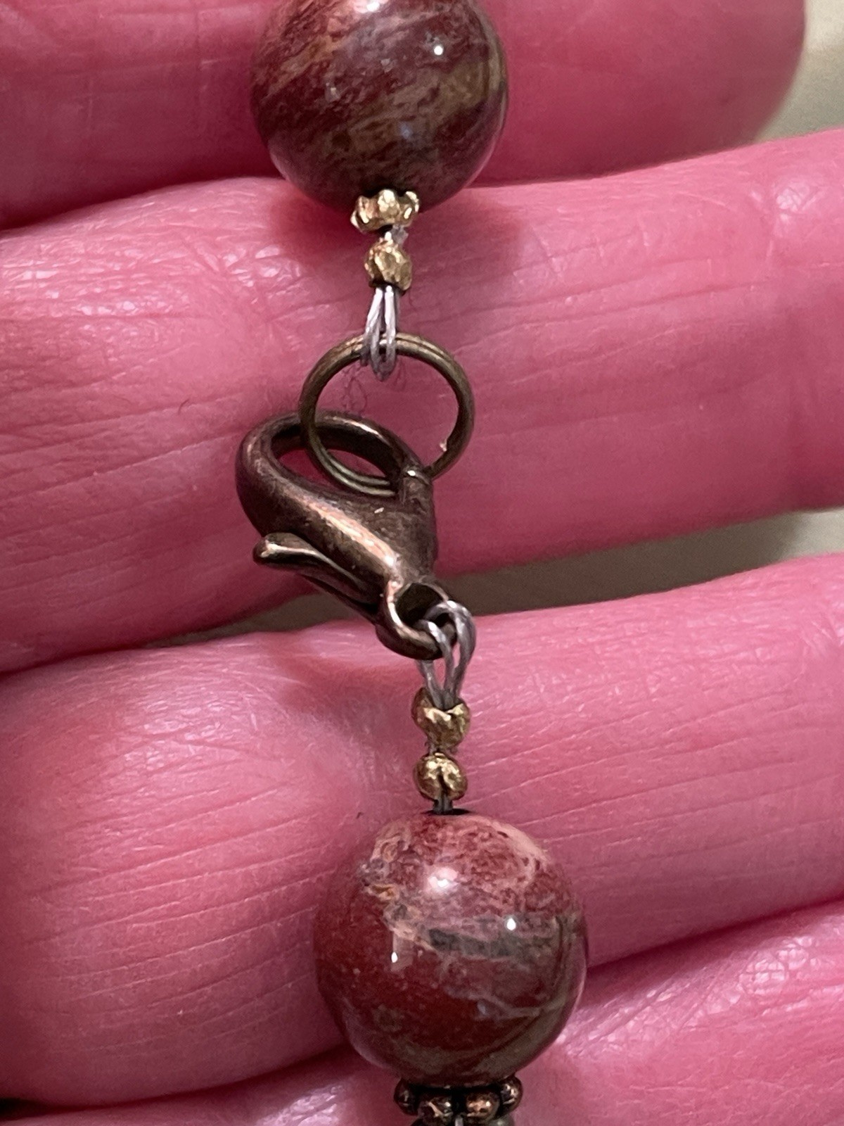 Red Creek Jasper Necklace Rectangular Pendant Gra… - image 8