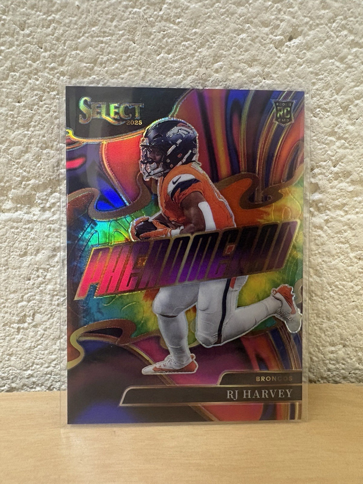 2025 FOTL Select Phenomenon RJ Harvey Tie-Dye 12/25 Broncos Rookie Number Match