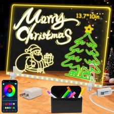 LED Note Board with App Control, 7 Colors 13.7"x10" Light Up Acrylic Dry Erase B
