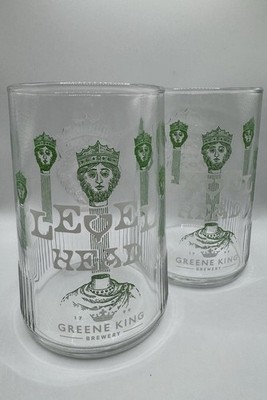 2 x Greene King Level Head Pint Gläser (Paar) - Brandneu!