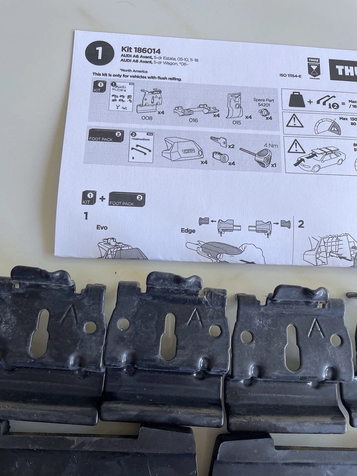 Kit Thule 6014 AUDI A6 Avant, 5 puertas Estate, 05-10, 11-18 - para rieles empotrados Foto 2 de 2