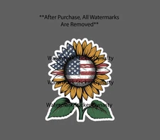 Sunflower USA Flag Sticker Waterproof Decal Flower Floral America Gift NEW