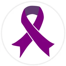 Purple Ribbon Cancer Awareness - 10 Pack Circle Stickers 3 Inch - Pancreatic