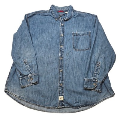 Levi Strauss Signature Denim Shirt Mens 3XL Blue Button Up Long