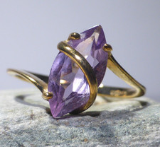 9ct Gold Ring Amethyst UK Hallmark Size N 1/2 Gift Boxed