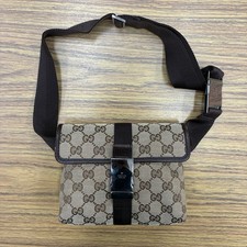 Gucci GG Borsa da cintura in tela marrone marsupio marsupio vintage autentico 131236