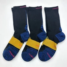 Men's Lightweight Running Calf Socks BOMBAS 3 Pairs Black Size Large 11-13