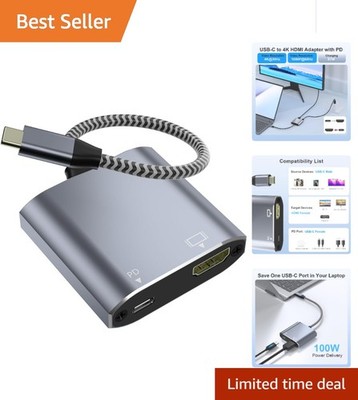 Thunderbolt 3 to HDMI Adapter - Durable USB C Hub with High-Speed Charging