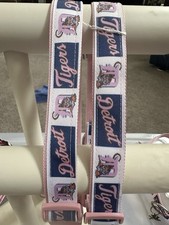 New Dog Detroit Tiger Collar Pink/White And Pink 3/4  Nylon Webbing Neck 18  -20  