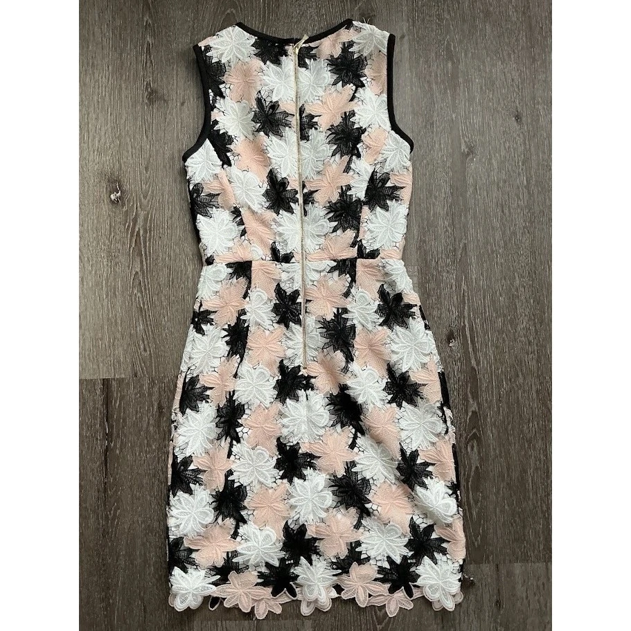 Abito tubino Kate Spade Tiger Lily pizzo floreale senza maniche zip posteriore taglia 0