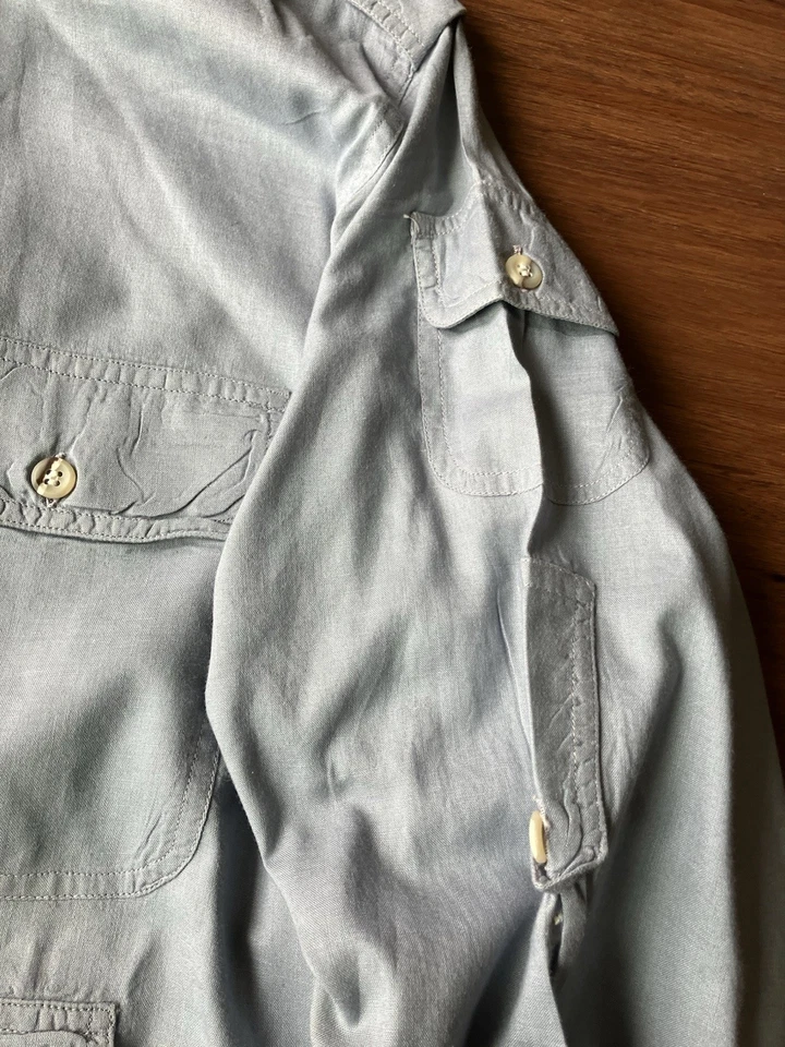Vintage Banana Republic Safari Travel Shirt M Gray Utility Pockets Mill Valley - Image 4 of 4