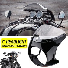 7'' Scheinwerfermaske Lampenmaske Maske Verkleidung Mit Windschild Glanz Schwarz