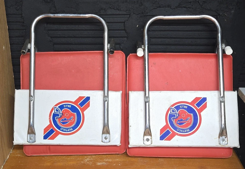 2 asientos de estadio plegables Buffalo Bills 1990 vintage asientos respaldo sillas Foto 2 de 4