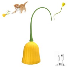 Interactive Electric Cat Teaser Wand Toys with Silicone Tail, Rechargeable Ex