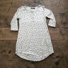 Lauren Ralph Lauren Floral Cotton Henley Sleep Shirt Nightgown Cream Small