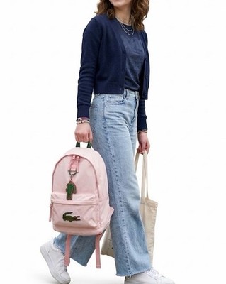 Lacoste Backpack Pink Laptop Teens, Girls Women Preppy School Travel Bag Lacoste Backpack Pink Laptop Teens, Girls Women Preppy  main image 2