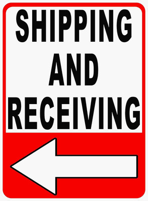 Shipping and Receiving Sign. Left Arrow. 18X24 Metal Warehouse Ship Receive Load