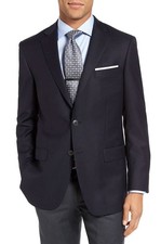 Hart Schaffner Marx Mens Classic Fit Worsted Wool Sport Coat 46 Long Navy - NWT