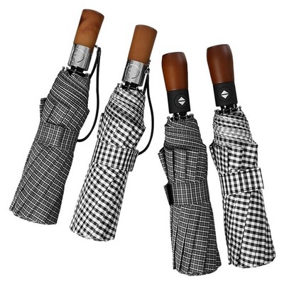 Automatik Taschenschirm Tri Fold 10 Rippen kompakt verstaubar Business Regenschirm