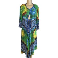 Vintage 80s Platinum By Dorothy Schoelen Semi Sheer Tie Die Skirt Set