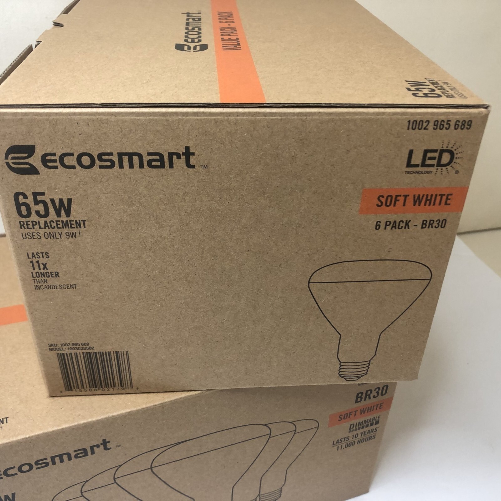 30 boxes EcoSmart 65-Watt Equivalent BR30 Dimmable LED Soft White