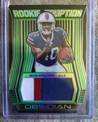 2019 PANINI OBSIDIAN DEVIN SINGLETARY ROOKIE ERUPTION MATERIAL GREEN 11/25 BILLS