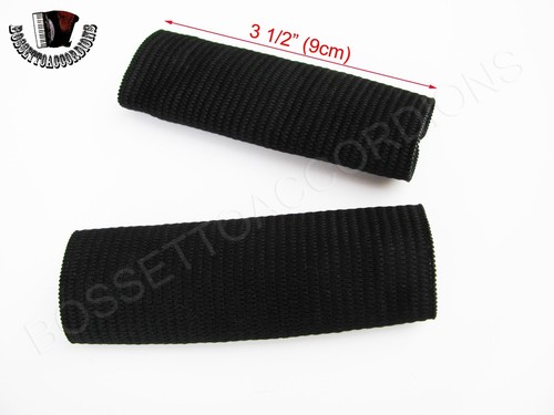 Accordion Shoulder Strap Buckle Protectors Elastic Black (Set of 2) - Picture 2 of 2