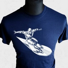 T-shirt The Silver Surfer blu retrò personaggio fumetto Galactus blu