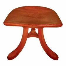 Early 20th Century Sculpted Ash Tripod Saddle Stool After Alfred Loos