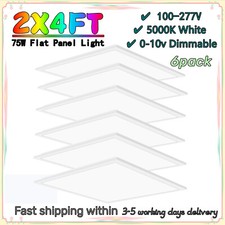 6Pack 2x2FT LED Flat Panel Troffer Light Recessed Back-Lit Drop Ceiling Light