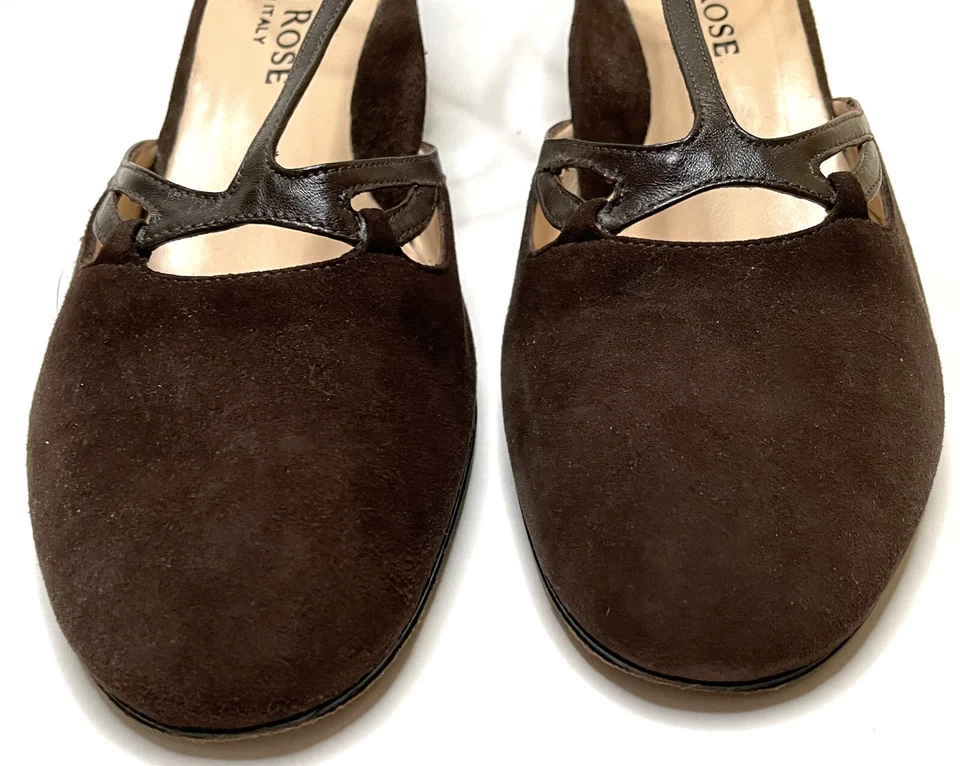 Zapatos Taryn Rosa Marrón Gamuza Correa en T 10M 41 Cuero Usados Una Vez Foto 4 de 4