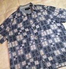 NICE Nat Nast Luxury Originals Mens Hawaiian Lounge Shirt Silk/Cotton Blue Patt