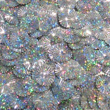 Sequins Silver Hologram 17mm Sunburst/Starburst/Wheels ~100pcs Loose