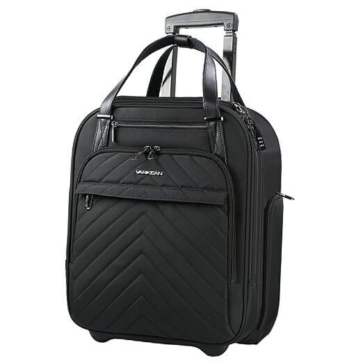 16-Inch Lightweight Black Underseat Carry-On with Multi-Pocket Design
