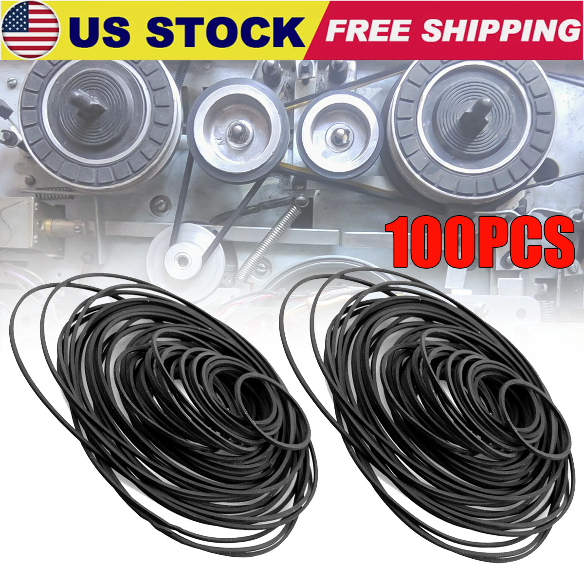100 PCS Square Rubber Drive Belt For Cassette Player Recorder Repair Replacement