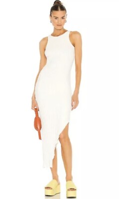Simon Miller Goomba Dress Macadamia White Rib Knit High Slit SM NWT $198 Bodycon