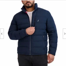 NAUTICA MEN'S QUILTED PUFFER PERFORMANCE JACKET(HTR INK NAVY MEDIUM)NWT