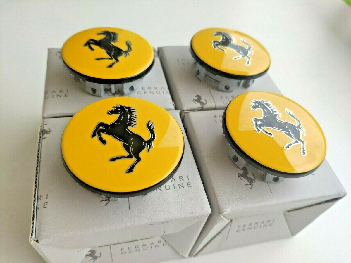 Original 4x Ferrari Nabendeckel Felgendeckel Emblem wheel center  