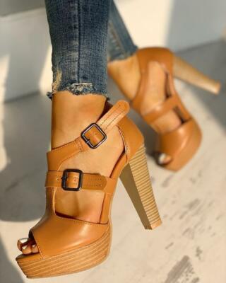 peep toe platform block heels