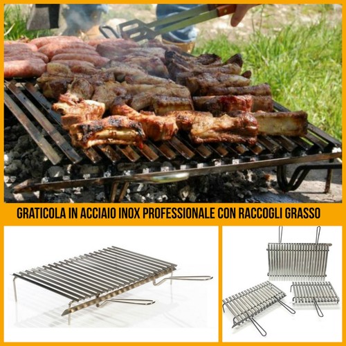 Griglia per barbecue in acciaio inox 60 x 40 graticola camino da campeggio  carne | eBay