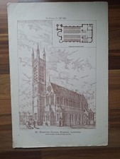 Antique Lithograph St Dunstan's Church Edgehill Liverpool C1885. Architectural 